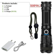 Load image into Gallery viewer, Rechargeable LED Flashlights High Lumens Waterproof Zoomable Super Bright Tactical Flashlight Powerful USB LED CREE Flashlight Hand Lamp For Hiking Camping Household Outdoor Sport
