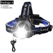 Load image into Gallery viewer, Rechargeable LED Headlamps Ultra-bright High lumens Zoomable Waterproof LED Headlight Head Torch Flashlight Head Lamp For Fishing Hands-Free Headlight