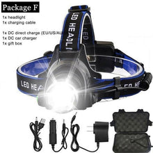 Load image into Gallery viewer, Rechargeable LED Headlamps Ultra-bright High lumens Zoomable Waterproof LED Headlight Head Torch Flashlight Head Lamp For Fishing Hands-Free Headlight
