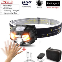 Load image into Gallery viewer, Rechargeable Powerful USB LED High Lumen Headlamp Ultra-Light Bright Headlight Waterproof Sensor Head Light For Outdoors Camping Running Hiking Biking Fishing