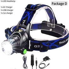 Load image into Gallery viewer, Rechargeable Ultra-bright High Lumen LED Headlamp Hands-Free USB Zoomable Headlight Waterproof Super Bright Head Lights For Fishing Camping Hiking Riding JoggingTorch Flashlight
