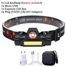 Load image into Gallery viewer, Rechargeable Waterproof Powerful LED Headlamp Portable Mini Built-in 18650 Battery Flashlight For Portable Head Lamp Flashlight, Outdoor Lightweight Durable Headlight For Outdoor Running Camping Reading Fishing Walking Jogging Headlight
