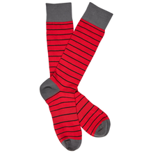 Load image into Gallery viewer, Red and Black - Wide Stripe Socks