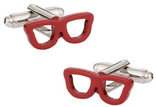 Load image into Gallery viewer, Red Nerd Glass Eyeglass Cufflinks