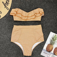 Load image into Gallery viewer, Retro Blue White Striped High Waist Bikini Lady Swimwear Women Swimsuit Female Ruffle Swim Bathing Suit Piece Vintage High Waist Bikini Set Ruffled Swimsuits For Women Bathing Suits