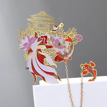 Load image into Gallery viewer, Retro Carving Brass Bookmark Tassel Pendant Book Clip Metal Pagination Mark Student Gift Stationery School Supply Metal Creative Bookmark Chinese Style Unique Vintage Series Gift For Reader Student