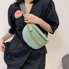 Load image into Gallery viewer, Retro Waist Bag PU Leather Fanny Pack Purse Leather with Gold Chain Strap Stylish Waist Pack Women Belt Bag Multifunctional Chest Bag