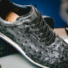Load image into Gallery viewer, 63-112-BLK RIO Ostrich Quill Sneakers, Black Denim