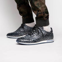 Load image into Gallery viewer, 63-112-BLK RIO Ostrich Quill Sneakers, Black Denim