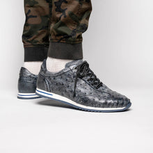 Load image into Gallery viewer, 63-112-BLK RIO Ostrich Quill Sneakers, Black Denim