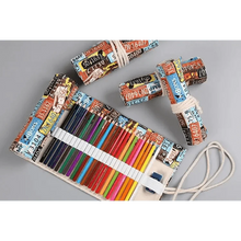 Load image into Gallery viewer, Roll Up Canvas Wrap Pencil Bag For Students Stylish Stationary Storage Pouch Unique Pencil Case For School