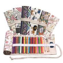 Load image into Gallery viewer, Roll Up Canvas Wrap Pencil Bag For Students Stylish Stationary Storage Pouch Unique Pencil Case For School