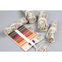 Load image into Gallery viewer, Roll Up Canvas Wrap Pencil Bag For Students Stylish Stationary Storage Pouch Unique Pencil Case For School