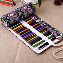Load image into Gallery viewer, Roll Up Canvas Wrap Pencil Bag For Students Stylish Stationary Storage Pouch Unique Pencil Case For School