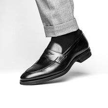 Load image into Gallery viewer, 15-400-BLK ROMA Hand Burnished Calfskin Penny Loafer Black