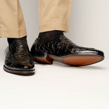 Load image into Gallery viewer, 11-201-BKM ROMA Crocodile Penny Loafer, Black