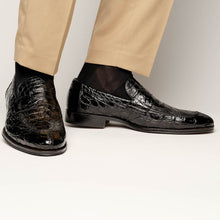Load image into Gallery viewer, 11-201-BKM ROMA Crocodile Penny Loafer, Black