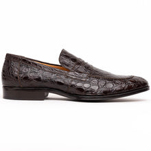 Load image into Gallery viewer, 11-201-NIC ROMA Crocodile Penny Loafer, Nicotine