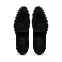 Load image into Gallery viewer, 16-657-BLK ROMA Italian Suede Penny Loafers Black