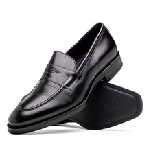 Load image into Gallery viewer, 15-400-BLK ROMA Hand Burnished Calfskin Penny Loafer Black