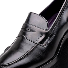 Load image into Gallery viewer, 15-400-BLK ROMA Hand Burnished Calfskin Penny Loafer Black
