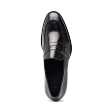 Load image into Gallery viewer, 15-400-BLK ROMA Hand Burnished Calfskin Penny Loafer Black