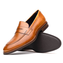 Load image into Gallery viewer, 15-400-CML ROMA Hand Burnished Calfskin Penny Loafer Camel