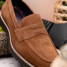 Load image into Gallery viewer, 16-657-TOB ROMA Italian Suede Penny Loafers Tobacco