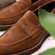 Load image into Gallery viewer, 16-657-TOB ROMA Italian Suede Penny Loafers Tobacco