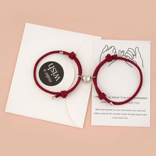 Load image into Gallery viewer, Romantic 2pcs/set Heart Magnetic Couple Bracelets Men Women Classic Black White Paired Lovers Braclet Adjustable Matching Braided Rope Bracelet Promise Friendship Bracelet Gifts For Girlfriend