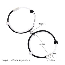 Load image into Gallery viewer, Romantic Couple Bracelet Magnet Black White Rope Adjustable Distance Paired Mutual Attraction Bracelets Vows Of Eternal Love Charms Rope Braided Adjustable Jewelry Gifts Set For Lover Women