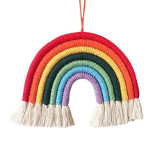 Load image into Gallery viewer, Room Decoration Handmade Woven Cotton Rope Rainbow Hanging Decoration Rainbow with Pom Pom Ball Wall Hanging Garlands for Kids Room Baby Shower Party Supplies Wall Hanging Decor With Felt Ball Photo Props