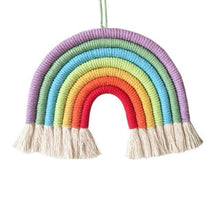 Load image into Gallery viewer, Room Decoration Handmade Woven Cotton Rope Rainbow Hanging Decoration Rainbow with Pom Pom Ball Wall Hanging Garlands for Kids Room Baby Shower Party Supplies Wall Hanging Decor With Felt Ball Photo Props