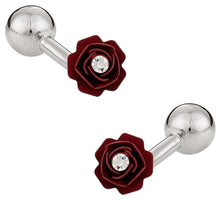 Load image into Gallery viewer, Rose Cufflinks with Crystal