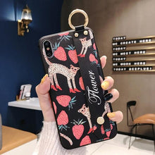 Load image into Gallery viewer, Rose Flowers Wrist Strap Phone Cases For iPhone 13 12 11 14 pro MAX X XR XS MAX 7 8 Plus Cover Hand Band Cases Soft Full Protection Slim Colorful Protective Phone Case For iPhone