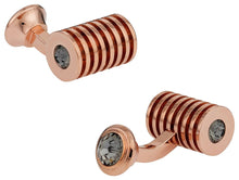 Load image into Gallery viewer, Rose Gold Black Diamond Swarovski Double Cufflinks
