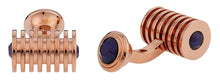 Load image into Gallery viewer, Rose Gold Blue Swarovski Barrel Crystal Cufflinks
