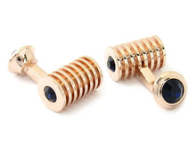 Load image into Gallery viewer, Rose Gold Blue Swarovski Barrel Cufflinks and Studs