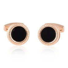 Load image into Gallery viewer, Rose Gold Black Cufflinks Studs Formal Set