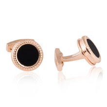 Load image into Gallery viewer, Rose Gold Black Cufflinks Studs Formal Set