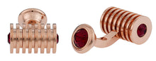 Load image into Gallery viewer, Rose Gold Ruby Red Swarovski Barrel Crystal Cufflinks