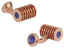 Load image into Gallery viewer, Rose Gold Tanzanite Swarovski Double Cufflinks