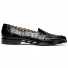 Load image into Gallery viewer, 14-202-BLK ROSSI Teju Lizard Penny Loafer, Black