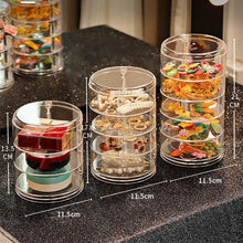 Load image into Gallery viewer, Rotating Jewelry Storage Box Makeup Storage Rack Bracelet Earring Round Plastic Organizer Boxes Holder Display Rack with Cover Rotatable Jewelry Storage Box Makeup Rack Storage Bracelet Earring Round Jewelry Organizer