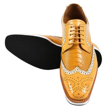 Load image into Gallery viewer, Roy Ostrich Leather Perforated toe Casual Oxford Dress Shoes