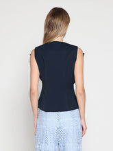 Load image into Gallery viewer, Ruffle Front Button Down Sleeveless Jacket