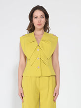 Load image into Gallery viewer, Ruffle Front Button Down Sleeveless Jacket