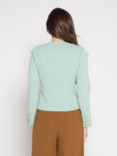 Load image into Gallery viewer, Ruffle Front With Button Long Sleeve Jacket