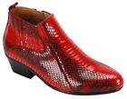 Load image into Gallery viewer, Antonio Cerrelli Red / Black Vegan Leather Python Print Cuban Heel Chelsea Boots 5159