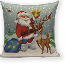 Load image into Gallery viewer, Santa Claus Happy Christmas Cute Deer Decorative Merry Christmas Throw Cushion Covers Tree Reindeer Star Pillow Case For Party Home Decoration Navidad Gift Bed Throw Pillows Case 45x45CM